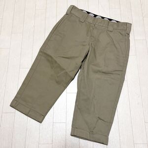 和348★ Dickies ディッキーズ クロップド ワークパンツ ボトムス 28 カーキ メンズ