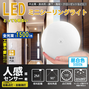 2年保証 12w 昼白色 人感検知 LEDシーリングライト 小型 LED ミニ シーリングライト天井直付灯 階段 廊下 玄関