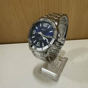 【TK1119】CASIO MTP-VD01 クオーツ シルバー　ブルー　メンズ　稼働　カシオ　WATER RESIST　50M