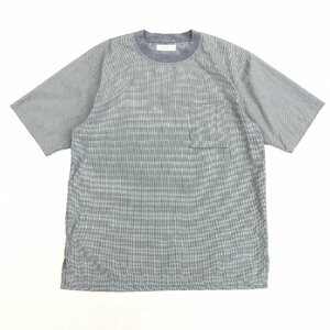 UNITED ARROWS GLR ユナイテッドアローズ 千鳥格子柄 吸水速乾 ドライ ストレッチ ポケット Tシャツ M グレー系 半袖 ポケT カットソー