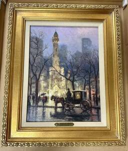 72/150A/P 真作 The Water Tower Chicago by Thomas Kinkade トーマスキンケード 未使用 現地品 名品 希少 証明書付き 絵画 12×16 額付き