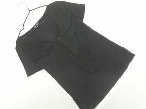 ネコポスOK INDIVI インディヴィ リボン カットソー size38/黒 ■◆ ☆ ega8 レディース