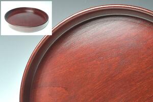 【趣楽】 中国古玩　唐木刳り貫き丸型煎茶盆　直径３４，４ｃｍ　重量１，４ｋｇ　M12２１