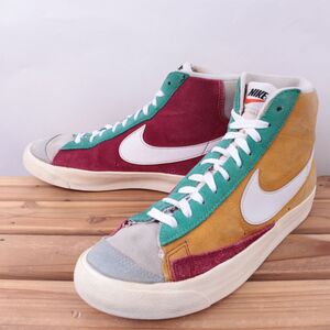 z3719 ナイキ ブレーザー ミッド US9.5 27.5cm/グレー 黄 マルチカラー NIKE BLAZER MID 77 VNTG ブレザー メンズ スニーカー 中古