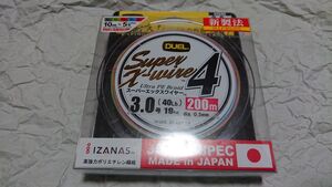 デュエル スーパーエックスワイヤー4 X4 200m 3.0号 40lbs 日本製PEライン 新品 DUEL Super X-wire タイラバ ジギング