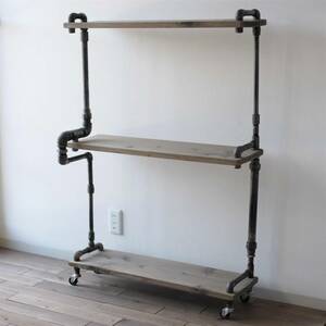 【現品限り】vintage iron shelf 1180*800*310 アイアン ウッド シェルフ 鉄 棚 木 ラック 収納 家具 オープンラック インダストリアル