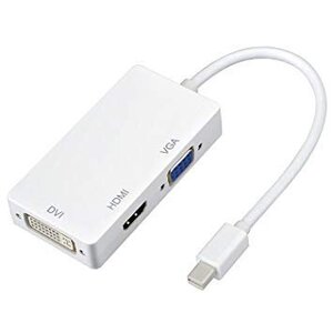 【VAPS_1】Mini Displayport to DVI/VGA/HDMI 変換アダプター ホワイト 送込