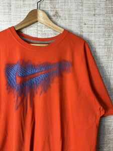 ☆超ビッグサイズ US古着 NIKE ナイキ Tシャツ プリント スポーツ オレンジ【2XL/XXL】コットン　　　　　　　◆4422◆