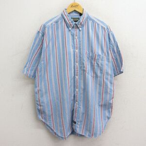 XL/古着 アメリカンイーグル 半袖 シャツ メンズ 90s コットン ボタンダウン 薄紺他 ネイビー ストライプ 23jul27 中古 トッ