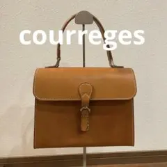 【極美品】courreges クレージュ ヌメ革 レザー ハンドバッグ キャメル