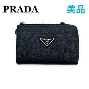 プラダ PRADA 1PP122 レザー サフィアーノ コインケース　スプリットリング付　ブラック　ブランド