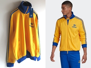 新品タグ付 adidas originals アディダス 2020AW 70s TRACK TOP トレフォイルロゴ ジャージ トラックジャケット O XL 黄 青 ビンテージ復刻