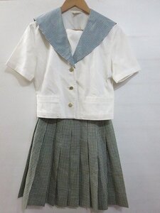 私立就実高等学校 岡山県 夏セーラー服上下セット サイズ不明 肩幅41cm W63 やや大きめ ハナエモリ 肩パッド無 ※黄ばみ有/中古品 SG V23.0