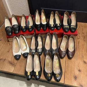 1円〜Salvatore Ferragamo フェラガモ パンプス ヒール ヴァラリボン　11足set used