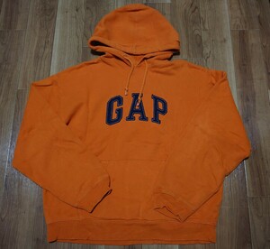 古着 GAP ギャップ パーカー スウェット サイズL オレンジ 長袖 プルオーバー フーディ 裏起毛 USED