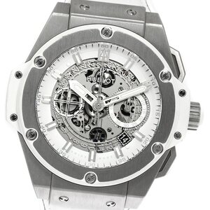 ウブロ HUBLOT 701.NE.0127.GR キングパワー ウニコ チタニウム クロノグラフ メンズ ストラップ交換済！ 良品 _781035【ev10】