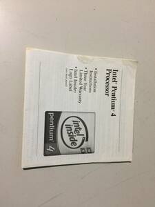 中古品 intel Pentium4プロセッサの導入手引書 現状品①