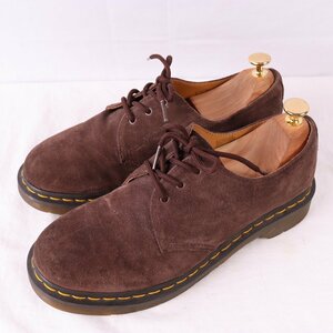 ドクターマーチン UK7/25.5cm-26.0cm/3ホール スエード 茶 ブーツ メンズ レディース dr.martens 中古 古着 dm3664