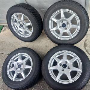 パンダFIAT500 175/65R14バリ山バリ溝スタッドレス冬アルミホイールセット4穴98きれい美品