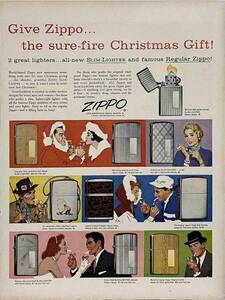 1956年ZIPPO Lighters確実なクリスマスプレゼント！/ヴィンテージ雑誌広告オリジナル・ポスター