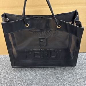 54◎1円スタート◎ FENDI フェンディ メッシュ ハンドバッグ トートバッグ FF柄 ブラック 黒 レディース メンズ