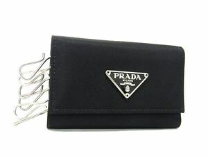 1円 ■美品■ PRADA プラダ テスートナイロン 6連 キーケース 鍵入れ レディース メンズ ブラック系 BG9491