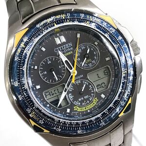 CITIZEN シチズン プロマスター スカイホーク エコドライブ ブルーエンジェルス 腕時計 JR3090-58L ソーラー チタン クロノグラフ 動作OK