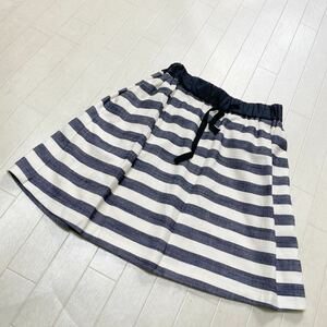 3943☆ UNITED ARROWS GREEN LABEL RELAXING ボトムス 膝丈スカート レディース 36 ネイビー ボーダー