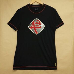 261675【Lサイズ】ARMANI JEANS ロゴ プリント 刺繍 半袖 Tシャツ ブラック 細身 アルマーニ ジーンズ モーリシャス製