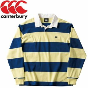 XL【永遠の定番】定価1万円★新品 CANTERBURY 4INCH STRIPE RUGBY JERSEY カンタベリー ラグビー ボーダー ラガーシャツ ブルー　イエロー