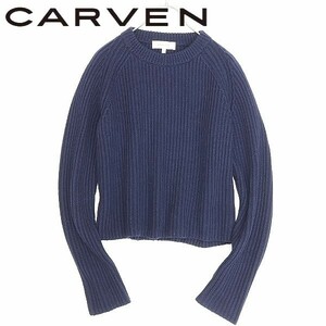 ◆CARVEN カルヴェン ラウンドネック ニット セーター 紺 ネイビー XS