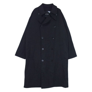 エイトン ATON SHRINK NYLON NY TRENCH COAT シュリンク ナイロン トレンチコート ブラック系 04【中古】