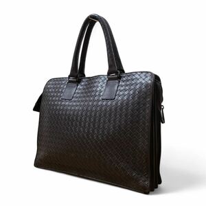 定価３０万!! 美品 BOTTEGAVENETA ボッテガヴェネタ イントレチャート ビジネスバッグ ブリーフケース ダークブラウン メンズ A4 PC 大容量