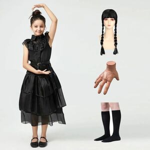 ウェンズデイ アダムス コスチューム 子供用 ワンピース アダムス ウェンズデイ アダムス ドレスThe Addams Family Wednesday Child Costu