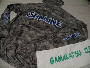 ☆激レア入手困難！完売！モデル新品SUNLINEサンラインフード御守り付きSCW-5529☆Gamakatsuがま磯がまかつタオル検索(シマノ釣武者ダイワ