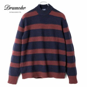 Drumohr(ドルモア) / 鹿の子編み×リブ編み切替しボーダー柄カシミヤミドルゲージモックネックニット(D5K144PR) [drm2450281-50]