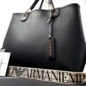 希少モデル/美品● エンポリオアルマーニ Armani メンズ 2way トートバッグ ショルダーバッグ 斜め掛け ビジネス A4 PC 鞄 大容量 ブラック