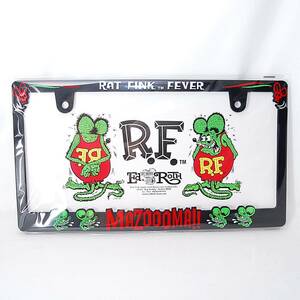 送料無料 正規品 Raised Rat Fink Face ロゴ ライセンスフレーム MG062BKRF ムーンアイズ ナンバーフレーム ナンバープレート レイズド