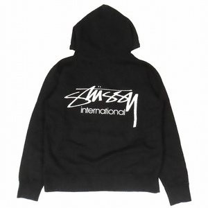 ステューシー STUSSY international バックロゴプリント プルオーバー パーカー トップス サイズS 黒 ブラック メンズ ▲C3