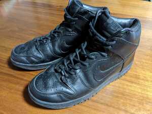 美品 2011年製 NIKE DUNK HIGH 25.5cm ナイキ ダンク ハイカット トリプルブラック 黒 