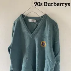 90sBurberrysバーバリーズニットセーターメンズ長袖スコットランド製m