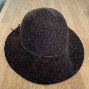 美品【New york hat】ニューヨークハット レイジー フェドラハット felt lazy fedora hat ウール レディース USA製 ブラウン 茶 rose bud