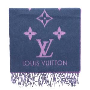 LOUIS VUITTON ルイヴィトン マフラー M70463 RS エシャルプ レイキャビック カシミヤ100％ 美品 ネイビー ピンク