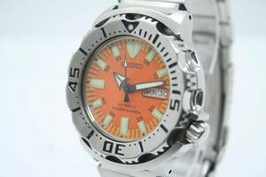 【美品 保証付 動作確認済】SEIKO Scuba セイコースキューバ Divers 200m 7S26-0350 自動巻き デイデイト Orange Dial メンズ #T353