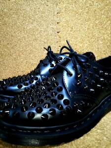 【Dr.MARTENS】ドクターマーチン HARLEN スタッズ 3ホールシューズ UK5 (24cm )STUD 3EYE SHOE ブラック 入手困難【美品】