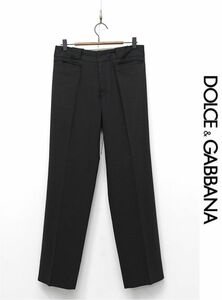 P296/美品 DOLCE&GABBANA D&G スラックス パンツ ノータック 裾シングル 32/46 M グレー ドルガバ