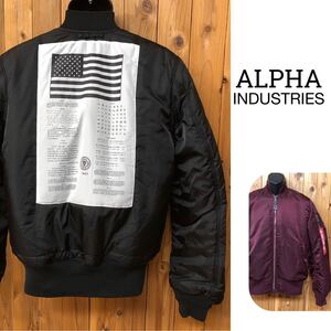 ALPHA INDUSTRIES＊アルファ メンズL リバーシブルジャケット ナイロンジャケット ma-1 フライトジャケット ブルゾン 中綿 防寒 アウター