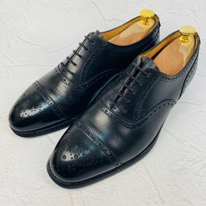 【良品】Crockett&Jones クロケットアンドジョーンズ ウエストミンスター ブローグ 内羽根 黒 ブラック 7 26.5cm ビジネス カジュアル