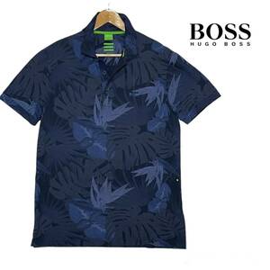 ★美品 HUGO BOSS ヒューゴボス ボタニカル柄 強ストレッチ 半袖 ポロシャツ L SLIM FIT★