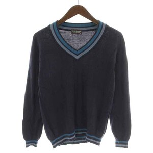 ジョンスメドレー JOHN SMEDLEY ケーブルニット セーター 長袖 Vネック XS 紺 ネイビー 青 ブルー /NW9 メンズ